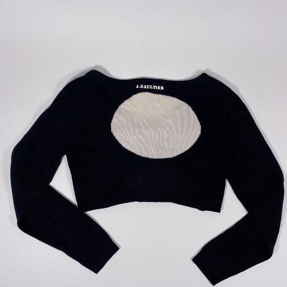 JUNIOR GAULTIER Black Ivory Cropped Cardigan - Picture 3 of 6